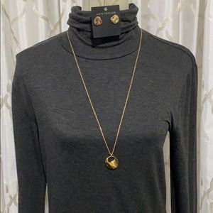 Ann Taylor Gold plated necklace and earrings set
